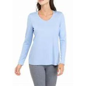 Ocean + Coast Women's Long Sleeve V-Neck Performance T-Shirt Sz XL Blue Rain NWT
